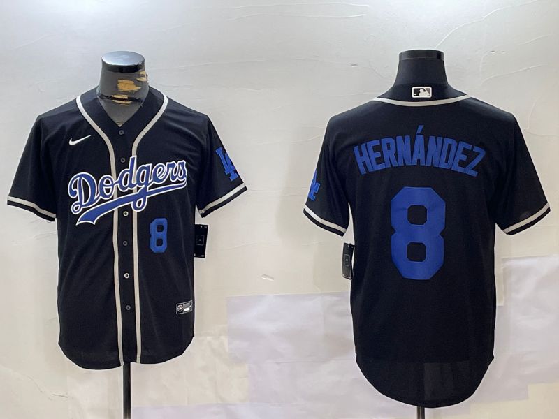 Men Los Angeles Dodgers #8 Hernandez Black Game 2024 Nike MLB Jersey style 11203